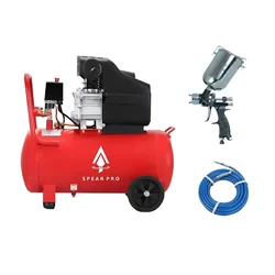 Spear 25 Liters Air Compressor, 2 HP Motor Combo with Paint Gun and 3 Meters Hose Pipe (1 Year Warranty)