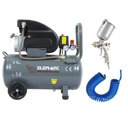 Elephant 2 HP 50L Air Compressor (AC50C) with Spray Paint Gun (PR01) and PU Pipe & Fittings Combo - 6 Months Warranty