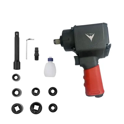 Flymax 1/2 Inch, 550 Nm Max. Torque Air Impact Wrench with 7 Sockets