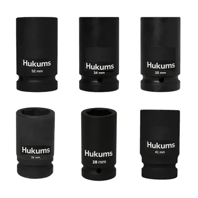Hukums 1 Inch Square Drive 32 mm, 34 mm, 35 mm, 36 mm, 38 mm, 41 mm Air Impact Sockets, 90 mm Long