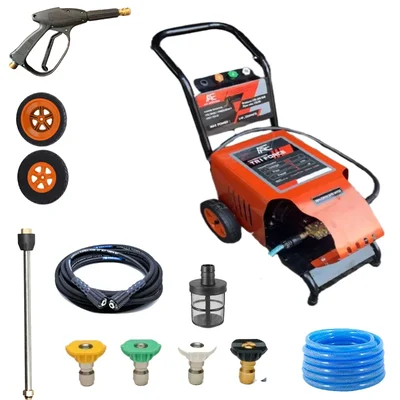Alfa Tri Force 150-200 Bar 3 HP Motor Trolley Type High Pressure Washer with all Accessories, 15 LPM Flow Rate