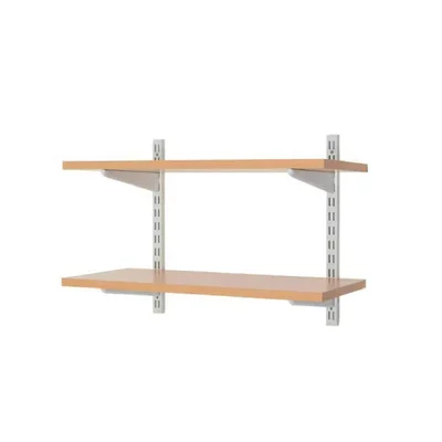 ALIJA 24(H) X 23(L) X 11(D) Inch Metal Twin Slot Channel Adjustable Rack With Wood Finish