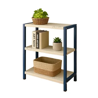 ALIJA 92 x 23 x 92 cm 3-Tier Storage Shelf Unit, White and Blue, Modern Design