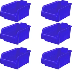 Alkon 290 x 180 x 145 mm Red and Blue Storage Bin (SB 4) - Pack of 6(Color-Blue)