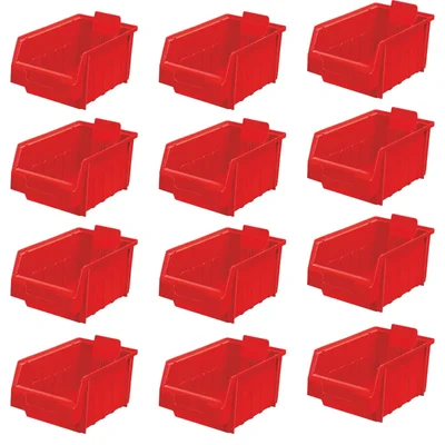 Alkon 290 x 180 x 145 mm Red and Blue Storage Bin (SB 4) - Pack of 12(Color-Red)