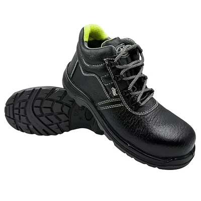Allen Cooper AC-1266BLK ISI Marked Shock Resistant High Ankle Safety Shoe For Men, FRP Toe Cap For 200 Joules(Size-9)