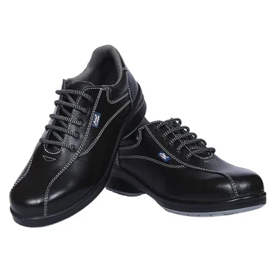 Allen Cooper AC-1299BLK ISI Marked Women Safety Shoe With Double Density DIP-PU Sole, Black(Size-5)