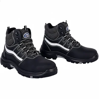 Allen Cooper AC-1426 High Ankle Heat Resistant Safety Shoe, PU NR Sole, Black(Size-6)