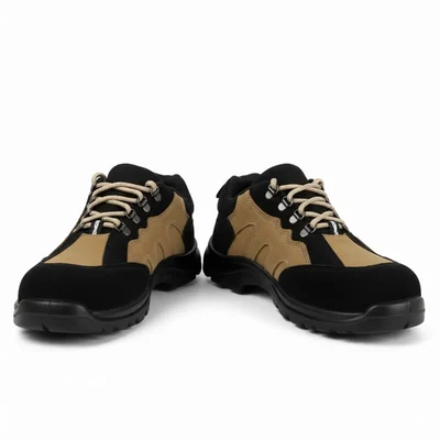 Allen Cooper AC 1561, Men's Nubuck Leather Safety Shoe, 200 Joule Non-Metallic Toe Cap, Black(Size-5)