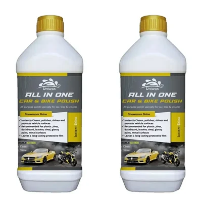 2 Pack of Uniwax 2L (1L x 2pcs) All In One Car and Bike Polish for Plastic ,Tires, Dashboard, Leather, Vinyl, Metal