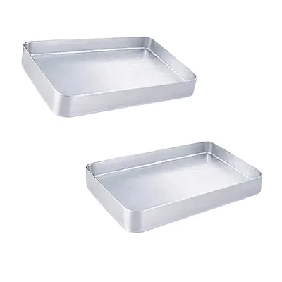 Premium Quality 0.9 mm Thick, 10 x 7 Inch Small Rectangular Tray With Aluminium Body(Pack-2 Pcs)