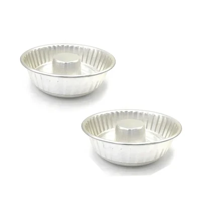 Set of 2 Aluminium Baking Bundt Volcano Ring Cake Mould for Oven (Small)