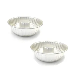 Set of 2 Aluminium Baking Bundt Volcano Ring Cake Mould for Oven (Small)