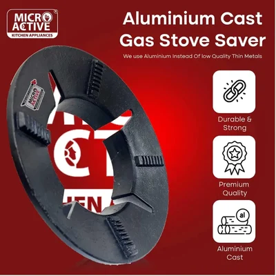 MICROACTIVE® Sturdy Aluminium Gas Saver, Windproof Energy Saving Gas Burner Cover, Compatible With All Gas Stoves(Pack-2 pcs)