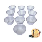 Aluminum (Pack of 10 ) Muffin Moulds Ideal for Cupcakes, Puddings, and Desserts