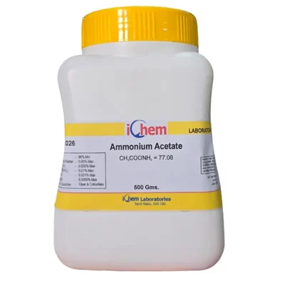 ICHEM Ammonium Acetate 500 g Pack, 96% Min Purity, Laboratory Reagent for Analytical Testing & Buffer Solutions