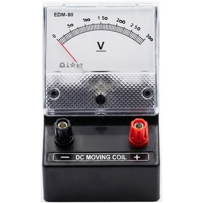 Elecopto 0-300V DC Moving Coil Analog Voltmeter for Laboratory Experiments, Crystal Clear Cover