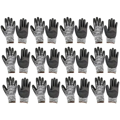 Ansell (Edge 48-705) 12 Pair Safety Gloves - 9 Size, PU-coated Palm, Cut and Abrasion Protection for Industrial Use