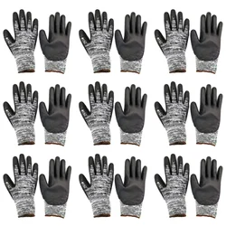 Ansell (Edge 48-705) 6 Pair Safety Gloves - 9 Size, PU-coated Palm, Cut and Abrasion Protection for Industrial Use