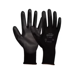 Ansell EDGE 48-126 Polyester Material Palm Coated Light-Weight Black Safety Gloves(Size-9,Pack-1)