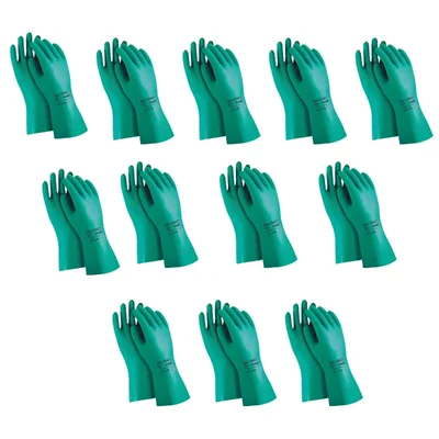 Ansell AlphaTec 37-676 Chemical Resistant Gloves, Nitrile Compound, Strong Protection against Acids and Solvents(Size-9,Pack-12)