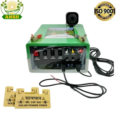 Agriansh 12 KV Solar Zatka Machine for 100 Bigha with Siren, Cables and Battery Connector