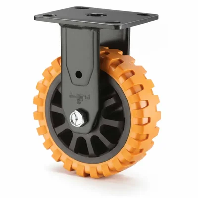 Heavy Duty Skid Proof 200 MM / 8 Inch PU With PP Core Double Ball Bearing Fixed Caster Wheel
