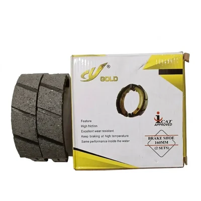 Premium Quality CY Gold E-Rickshaw 160mm Brake Shoe Set iCAT Approved High Friction Slotted Drum Lining Kit (Pack of 5)