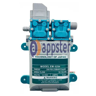 APPSTER 250PSI High Pressure Diaphragm Pump Double Motor 12V DC Electric Battery Operated Sprayer for Agriculture 