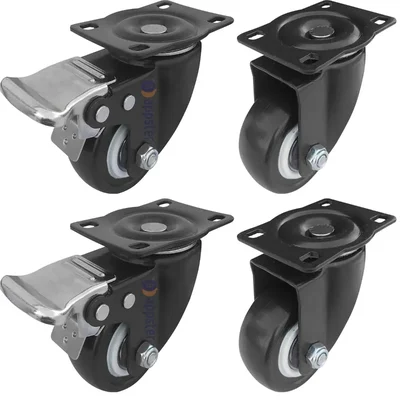 APPSTER 2 inch Plate Type Caster Wheel, 280 kg Load Capacity - Pack of 4