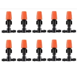 APPSTER Plastic Drip Irrigation Misting Nozzles with Tee Dripper Emitters for Greenhouse Watering System (Pack of 10)