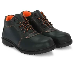 ArmaDuro AD-1028 Black Leather Steel Toe Safety Shoes(Size-6)