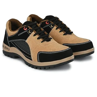 ArmaDuro Tan/Black Suede Leather Steel Toe Safety Shoes (AD1006)(Size-6)