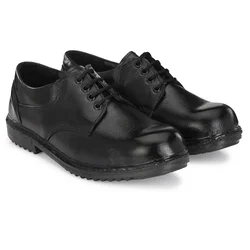 ArmaDuro Low Ankle PVC Sole Steel Toe Black Leather Safety Shoes (AD1012)(Size-6)