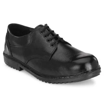 ArmaDuro Low Ankle PVC Sole Steel Toe Black Leather Safety Shoes (AD1012)(Size-6)