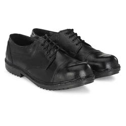 ArmaDuro Low Ankle PVC Sole Steel Toe Black Leather Safety Shoes (AD1013)(Size-6)