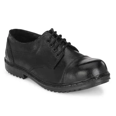 ArmaDuro Low Ankle PVC Sole Steel Toe Black Leather Safety Shoes (AD1013)(Size-6)