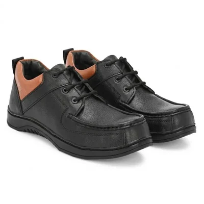 ArmaDuro AD1033 Leather Steel Toe Black Work Safety Shoes(Size-6)