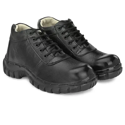 ArmaDuro Leather Steel Toe Black Work Safety Shoes (AD1015)(Size-6)