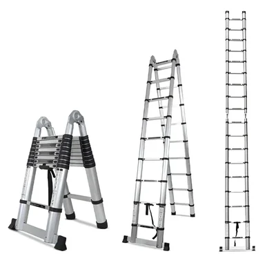 Smarty 9+9 Steps (9.5+9.5 Feet/2.9+2.9 Meter) A Shape Aluminium Telescopic Ladder 