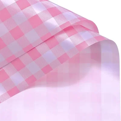 Baby Pink Floral Wrap 58x58cm 20 Sheets Waterproof Check Gift Basket Bouquet Bows Included Pack of 2