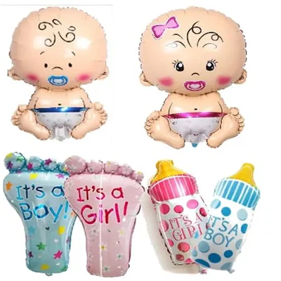 Pack of 5, Welcome Baby Foil Balloons Kit of 6 Pcs for Naming Ceremony & Maternity Shoot