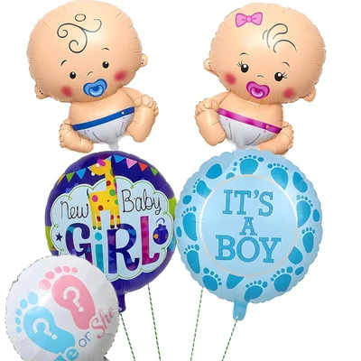Pack of 5, Colorful Foil Balloons Set of 5 Pcs for Baby Shower Decoration & Wall Backdrop Setup