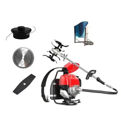 Heavy Duty GX-35 Backpack Brush Cutter 35 cc and 4 Stroke Engine with Round Tiller Attachment