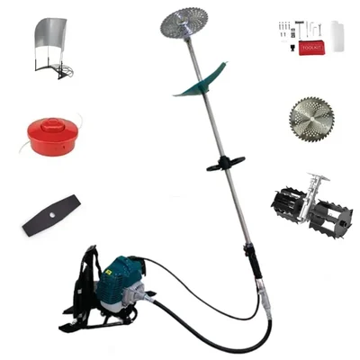 GRAMSTRONG 2 Stroke 52 CC Backpack 4 in 1 Grass Cutting Machine With Cross Blade Tiller and Multi-Attachment