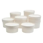 2400 Pcs, 125 ml White Disposable Bagasse Paper Container with Lid for Picnic, Travel, Food Truck 