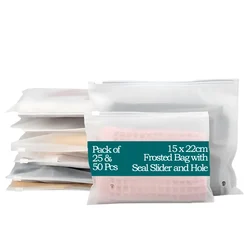 15 x 22cm Frosted Bag with Seal Slider and Hole for Fruits, Vegetables and Apparel Packing(Pack-25 pcs)