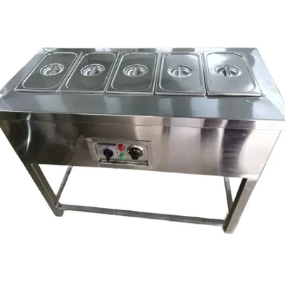 Premium Quality 5 Pots Stand Type Electric Operated 1/1 Bain Marie, 21 Litres Each