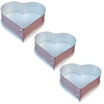 Heavy Duty (Pack of 3) Aluminum 5 , 6 and 10 Inch Heart Shape Cake Mould With 600 gm, 700 gm and 1.1 kg Capacity