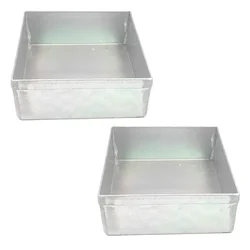 Combo of 8 Inch and 9 Inch Aluminium Square Cake Baking Mould/Pan Tray,2.25 Inch Deep